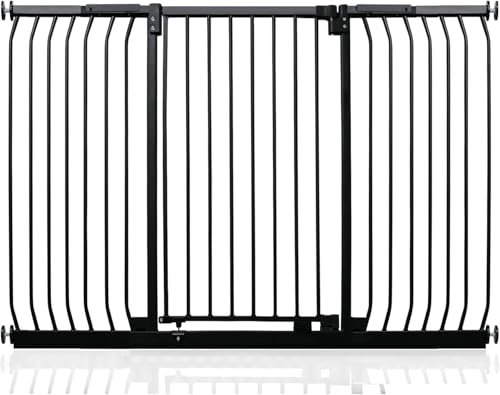 Safetots Extra Hohes Elite Sicherheitsschutzgitter, 161cm - 170cm, Mattschwarz, Extra hohe 96.8cm Höhe, Treppenschutzgitter mit Druckmontage, Sicherheitsbarriere, Einfache Installation