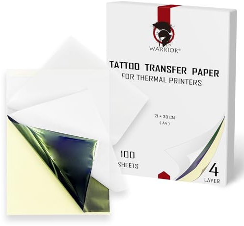 WARRIOR Tattoo Transferpapier Stencil für Tattoos 100 Blätter A4 Ektographisches Papier für Thermodrucker