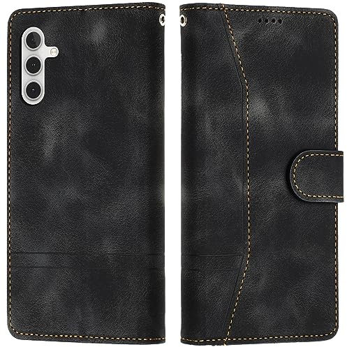 LiLuLa Coque pour Samsung Galaxy A24 4G/5G, Coque Samsung A24 4G/5G, PU Etui Housse en Cuir Portefeuille de Protection Fonction Stand Porte Carte Flip Magnétique Case Etui Galaxy A24 4G/5G (Noir)