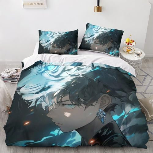 DOUKI Set Di Biancheria Da Letto Anime E Manga, Stampa 3D, Copripiumino, Federa, King (220x240cm), 2 Pezzi, Poliestere, Microfibra, Tutte Le Stagioni