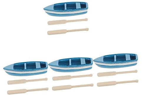 Abaodam Mini Boot Modell 4 Stück Schreibtisch Zubehör Auto Zubehör Hölzern Marionette Marine Miniatur Ruderboot Natur
