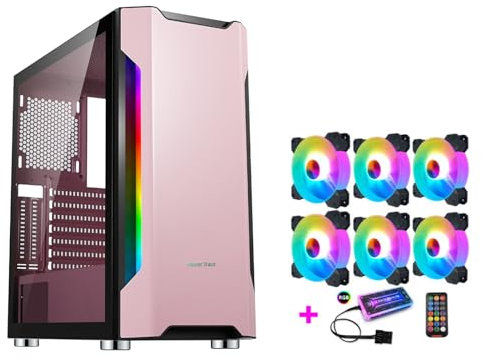 Case ATX, Case Da Gioco For PC Mid-tower E-ATX/ATX/M-ATX/ITX - Porta I/O USB 3.0 Anteriore - Pannelli Laterali Completamente Trasparenti - Ventola RGB, Telecomando E Controller (Size : 6 fans)