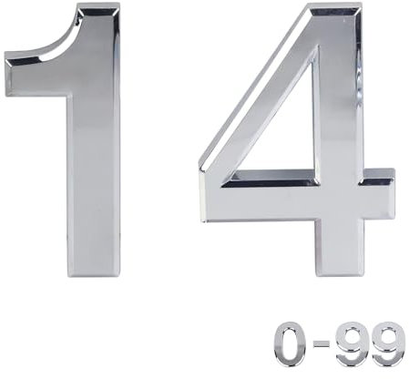 Numeri civici autoadesivi argentati, da 0 a 99, lettere A, B, C, D, 7,6 cm, per porte, cassette postali, camere d'albergo (14)