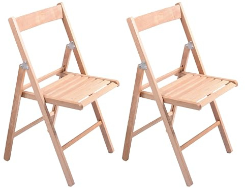 HOUSE COLLECTION, SET DA 2 SEDIE PIEGHEVOLI, SEDIA CLASSICA IN LEGNO, NATURALE, 44x44x80cm (HSC1394x2)