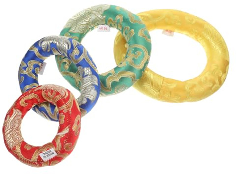 4 Stück Matte Klangschale Pad Klangschale Pad Gong Meditation Schüssel Kissen Klangschale Kissen Teetasse Ornamente Seide Brokat Ring Handpan Baumwolle Esstisch Tibet