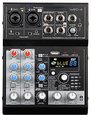 Mini Audio Mixer 4-K Phantom Power USB Soundkarte Live Stream Mixing Console Mixer Audio Interface Dsp Mixing Table
