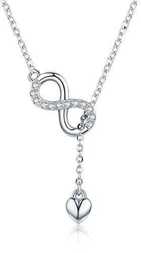 Halskette Damen,925 Sterling Silber Infinity Forever Love Kettenanhänger Halsketten für Frauen Sterling Silber Schmuck