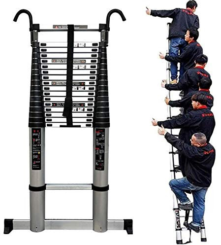Telescopic Ladder Multi-Purpose Telescopic Ladder with Hook 5m/5.4m/5.8m/6.2m/6.6m/7m Aluminium Extension Ladder for Engineering Building Black (Size : 6.6m/21.7ft) Marriage