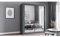 Fabryka Mebli Idźczak Kleiderschrank mit Spiegel - Schwebetürenschrank - Schlafzimmerschrank - 64 x 180 x 215 cm - Wohnzimmerschrank - Garderobenschrank, Grauer Schrank mit Zwei Türen, modern