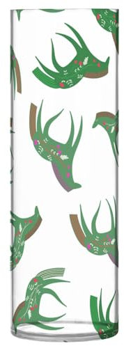 Süßes grünes Pferd mit Wildblumen, Kunststoffvase für Blumen, 30 x 9 cm, Hurricane-Vase, transparent, kleine Vasen für Blumen, Wohnzimmer, Esstisch, Dekoration