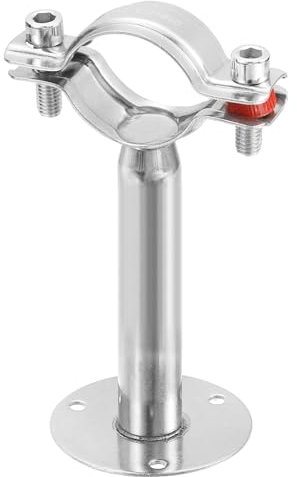 sourcing map Pipe Support, Stainless Steel Pipe Support Bracket, Adjustable Pipe Strap Clamp with Screws for Dia 38mm Pipe Tube