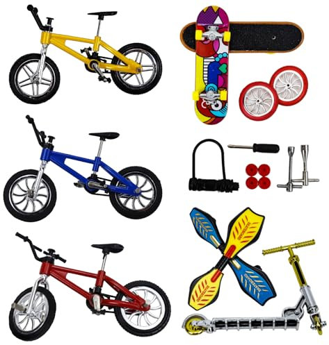 ideallife Skate Park Kit, Mini-Fingerspielzeug-Set, Finger-Skateboards, Fingerräder, kleines Schwingbrett mit Ersatzrädern und Werkzeugen (18 Stück)