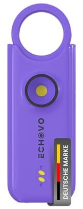 ECHOVO Taschenalarm 140 dB mit LED - Selbstverteidigung für Frauen & Kinder, Schlüsselanhänger mit Alarm, sehr laut Schrillalarm, Handsirene, Abwehr & Selbstschutz für unterwegs zur Sicherheit (Lila)