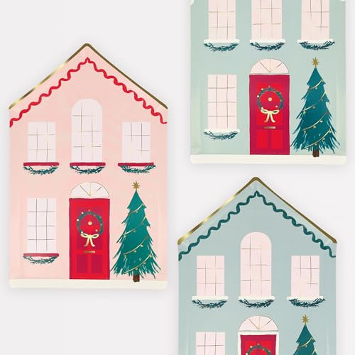 Meri Meri Christmas Paper Plates (Pack of 8), Disposable Plates for Party, Festive Shaped Christmas Party Dishes