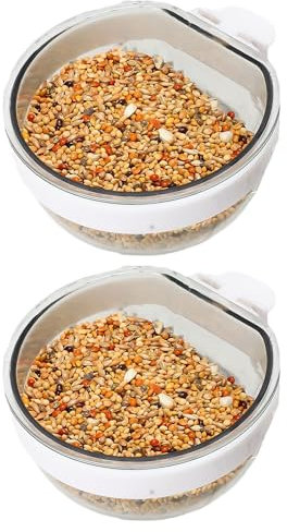 2pcs Transparent Cage Feeding Tray, Mini Pet Water Feeder, Hanging Bowl, D-shaped Food Plastic Cups for Parrots, Budgie, Cockatiel