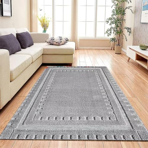 ZIYA HOMES Rugs Living Room - Grey Area Rugs for Bedroom Anti Slip Modern Super Soft Thick Pile Fluffy Shaggy Rug Non Shedding, Hallway Runner Mat Washable Rugs Easy Clean (Grey, 160x230cm)