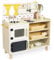 Janod - Gran Cocina Infantil de Madera - Equipada con 2 Hornos, Fregadero y 16 Accesorios Incluidos - Botones Sonoros Giratorios - Juguete de Imitación y Aprendizaje Temprano - A Partir de 2 años
