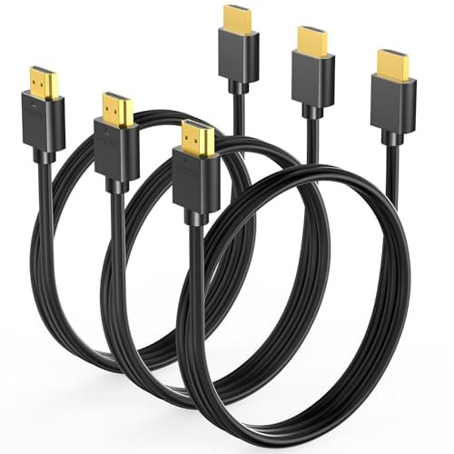 UVOOI 3FT HDMI Cable 3 Pack, 4K HDMI to HDMI Cable 3 FT, High Speed HDMI 2.0 Cords with 2K/ 1080P,HDCP 2.2/ HDR/ARC/ CL3 Rated | for PS5, PS4, Xbox, Soundbar, Fire TV, KVM, Splitter, Laptop, Monitor