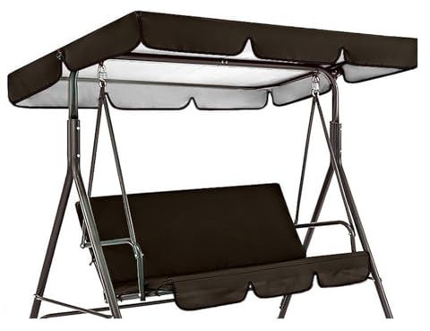 TYBEITAO 600D Hochwertiges,Silberbeschichtetes Oxford-Gewebe Schaukel Dachbezug Wasserdicht UV-Geschützt Langlebig und Reißfest Hollywoodschaukel Ersatzteile,Black-190 * 132 * 15cm