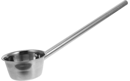 BEBEMOKO Stainless Steel Long Handle Water Ladle Dipper for Easy Plant Watering Kitchen Serving Reinforced Thickness Ergonomic Design for Garden Cooking Use