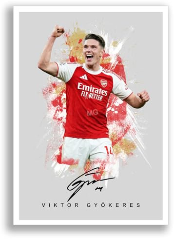 Viktor Gyokeres Arsenal Signed Photo Poster Print Picture Display Framed Autograph Memorabilia for Football Fans Gift Sweden Gyökeres (A4 poster Only Grey)