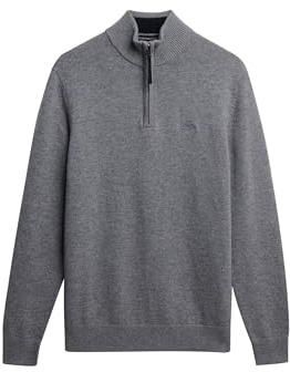Superdry Mens Wool Blend Half Zip Jumper Blue Grey Marl