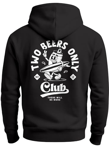 Neverless® Herren Sweatjacke Backprint Two Beers Only Zipjacke Zip-Hoodie Aufdruck Witzig Männer Fashion Streetstyle