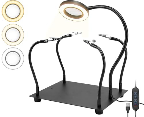 Tercera mano para soldar, ayuda de soldadura Tercera mano con luz de lupa 6X, estación de soldadura con 4 brazos flexibles y lupa con lámpara LED, ayuda de soldadura para soldadores, fabricantes de