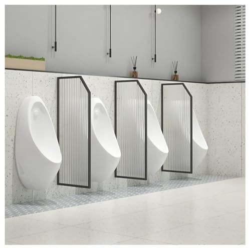 Sichtschutzwand Für Urinale, Wandmontierte Sichtschutzwand Aus Edelstahl Für WC- Und Badezimmertrennwände, Trennwand Für Öffentliche WCs Mit Sicherheitsglas Für Hotels(Schwarz,40x90 cm/15.7x35.4)