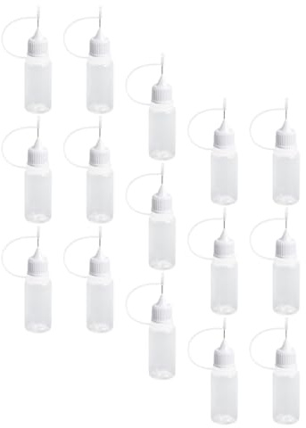 Angoily 15 Stück Applikatorflaschen mit Nadelspitze 10 ml aus Metall und Kunststoff Transparente Klebstoff und Ölfüllflaschen für Präzises Dosieren im Selbstgemacht Basteln und Quilling