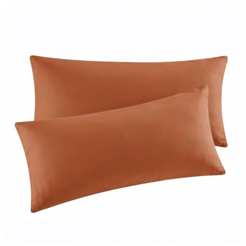 Aisbo Kissenbezug 40 x 80 Orange 2er Set - Kopfkissenbezug 40x80 Orange mit Reißverschluss aus Mikrofaser, ÖKO-TEX Kissenhülle 40x80cm, Weich und Bügelfrei