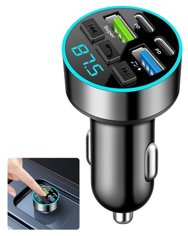 Car Bluetooth Transmitter,Bluetooth Car Adapter, Fm Bluetooth Transmitter Adapter Fast Charging Hands-Free Calling