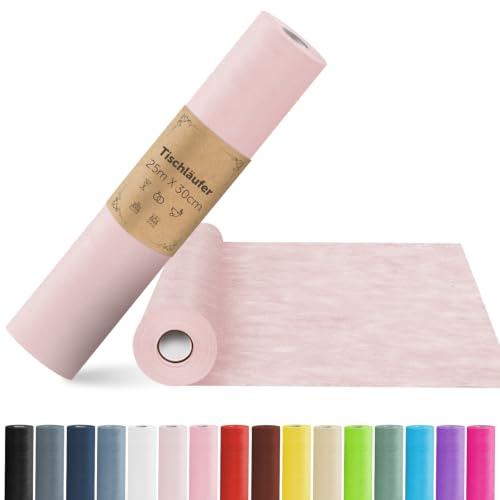 aboveBED Vlies Tischläufer Blush Rosé, 25m x 30cm, Tischband & Table Runner | Edle Tischdeko von der Rolle für Hochzeit, Taufe, Jugendweihe und Babyparty – Romantisch und Individuell Zuschneidbar