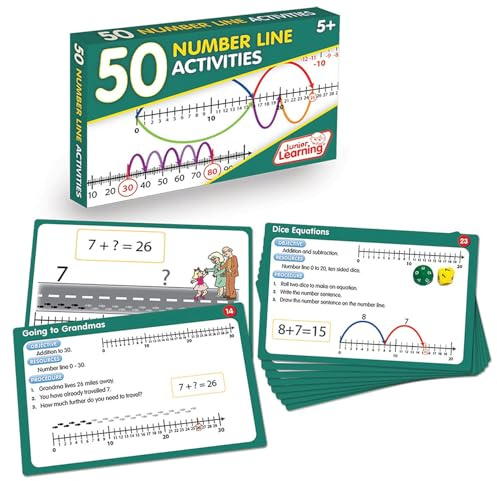 Junior Learning 50 Number Line Activities | Numeracy Activity Flashcards | Ages 5-6, Year 1-3, Key Stage 1