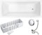 VBChome Badewanne 150x70 cm Acryl SET Wannenträger Siphon Wanne Rechteck Weiß Design Modern Styroporträger Ablaufgarnitur in Chrom Viega Simplex (150x70 cm)