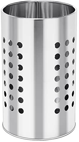 EORTA Edelstahl-Küchenutensilienhalter, Besteck, Zylinder, Besteck, Abtropfgestell, Organizer mit runden Abflusslöchern für Gabeln, Messer, Löffel, Essstäbchen, mittelgroß