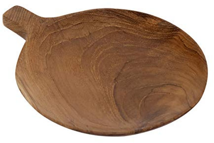Brillibrum Design Frühstücksbrettchen Aus Teakholz Servier Teller Servierbrett Teak Brotzeitbrett Rund mit Griff