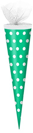 Schultüte / Zuckertüte / 50cm / rund / Farbe: türkis mit weiße Punkte