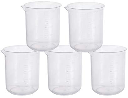 Othmro Plastic Laboratory Water Liquid Container Measuring Beaker 500ml 5Pcs Good for Kitchen Bake