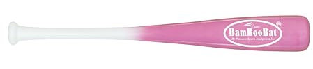 BamBooBat Unisex – Erwachsene Adult Baseball/Softball 18 (21) One Hand Training Bat Baseballschläger, Weißer Griff/rosa Schaft