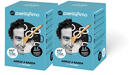 Paellissimo - Paella Kit Preparato per Arroz a Banda, Paella di Pesce | Piatto Precotto Casereccio con Riso Bomba Paella, Brodo di Pesce, Paella Seasoning, Ingredienti Naturali | 2-3 Pers. | 2 Pezzos