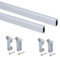 Emuca - Kit di asta appendiabiti ovale da armadio 750mm e supporti, Anodizzato opaco, Lotto di 2