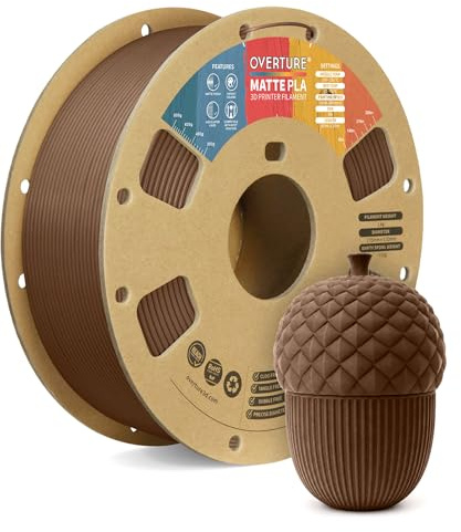 OVERTURE Matte PLA 3D Printer Filament 1.75mm, 1kg Chocolate | Frosted Matt Finish Hides Layer Lines, Accuracy +/- 0.02mm, Fit Most FDM Printer (Chocolate)