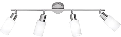 4-flammiger Deckenstrahler mit Glasschirmen weiß, Breite 60cm