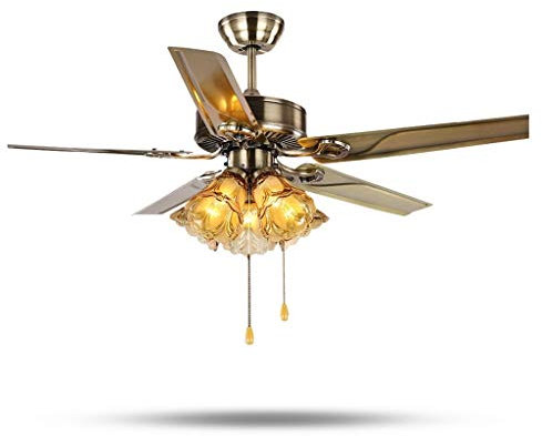 Luz silenciosa del ventilador de techo Techo de la vendimia Luz Ventilador con cuchillas reversibles un práctico mando a distancia de 6 velocidades y 4 cuchillas, silencioso ventilador de techo Ahorro