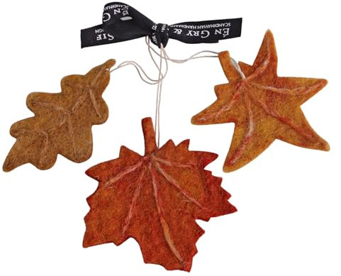 Gry & SIF handgemachte Herbst-Laubblätter Anhänger aus Filz, Herbstdeko hängend, Herbst Dekoration Innen, Tischdeko Herbst, Herbstdeko für Fenster | Herbstblätter zum Aufhängen 3er Set