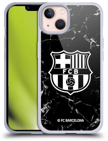 Head Case Designs Licenciado Oficialmente FC Barcelona Mármol Negro Patrones de Cresta Caso Funda de Gel Suave Compatible con Apple iPhone 13