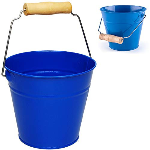 Kleiner - Metalleimer - blau - 13 cm hoch - 1,2 Liter - mit 3D Effekt Rillen Prägung - Metall - Blech Eimer - Partyeimer/Sandeimer/Kindereimer Garteneimer..