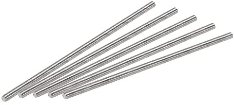 sourcing map 5Stk. Vollgewinde Stab 304 Edelstahl rechte Hand Gewinde M3-0,5 Gewindesteigung M3 x 80mm