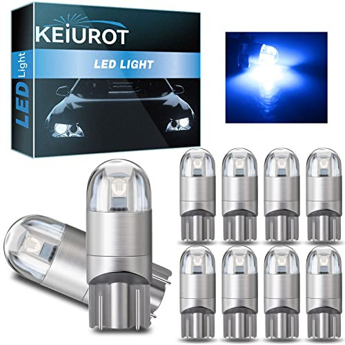 Keiurot T10 501 LED Bulbs W5W 194 168 2825 Wedge Led Car Bulbs Blue Interior Dome Map Door Light Led Side light Bulb Number Plate Bulbs DC12V,Pack of 10
